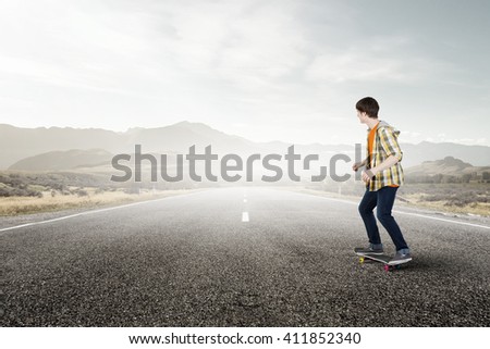 Boy ride skateboard