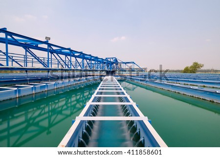 Recirculation solid contact Clarifier sedimentation tank of Water treatment plant Royalty-Free Stock Photo #411858601