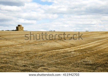   photographed close-up straw haystacks piled together on each other