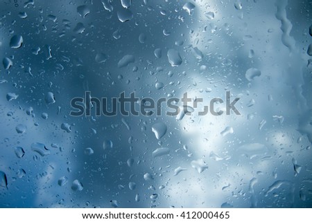 Raindrop on the mirror with cloud blurred background