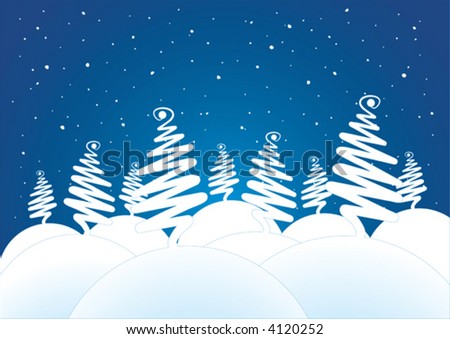 Vector illustration of snowy trees