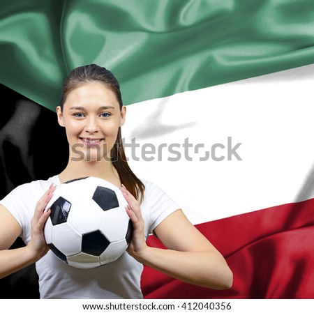 Proud woman football fan of Kuwait