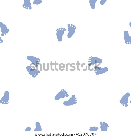 Modern kids soft colored seamless pattern with footprint. Hand drawn graphic with tender cute minimalistic scandinavian cartoon elements isolated on white background