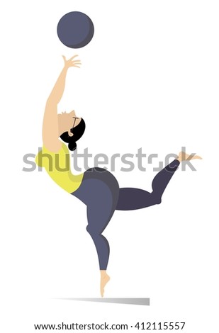 Fitness illustration.Woman do exercises with a ball
