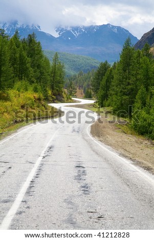 Highway in the mountains, very sinuous