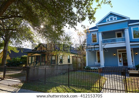 Houston heights victorian style houses in Texas