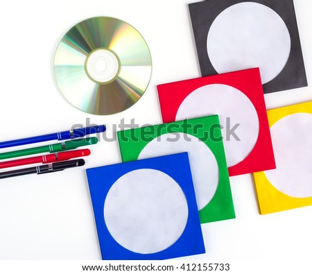 CDs / DVDs isolated on white background, technologies
