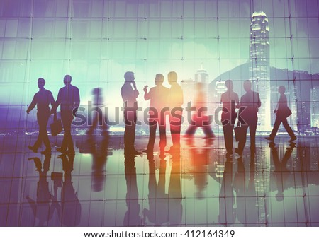Business People Meeting Discussion Commuter Walking Concept