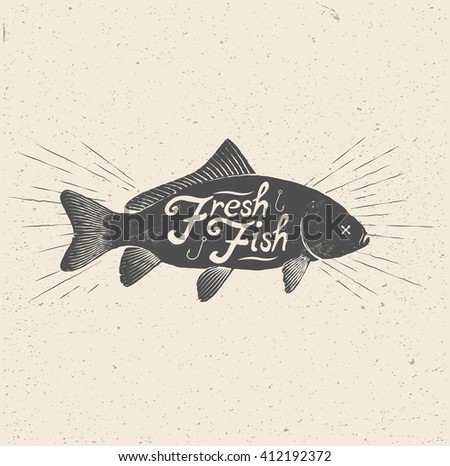 Fresh Fish. Vintage styled vector illustration of the fish. 
