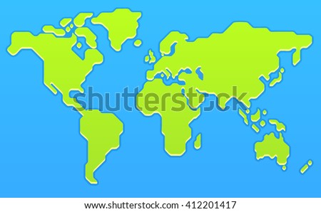 Stylized world map. Modern flat vector illustration.