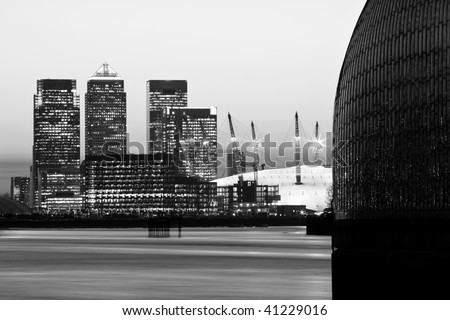 London's City Financial District - Canary Wharf in Black and White