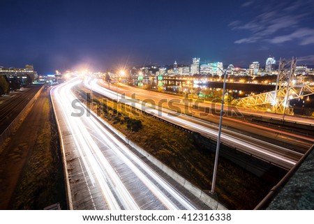 busy traffic on road at night in portland