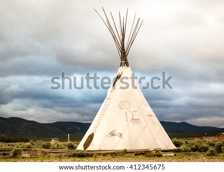 Native American's Tepee with drawings in New Mexico, USA