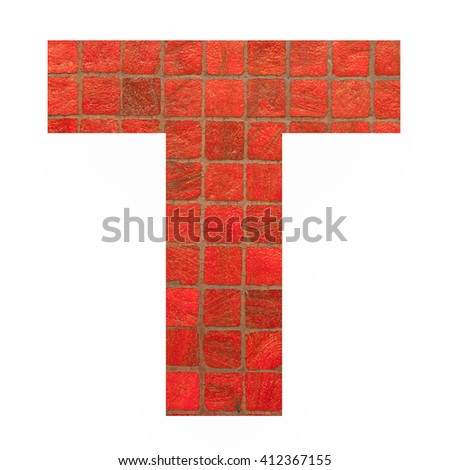 English alphabet letters with black red mosaic background photo isolated on white background
