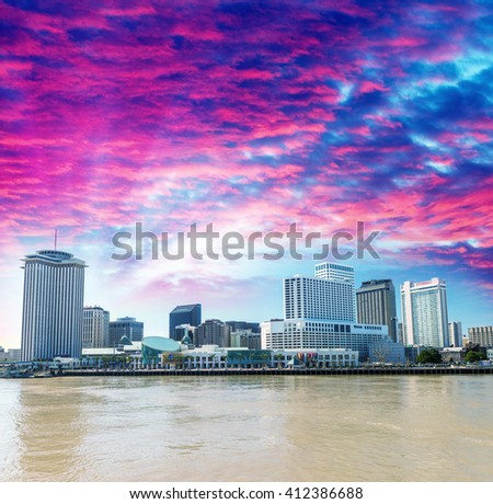 Beautiful sunset over New Orleans, Lousiana.