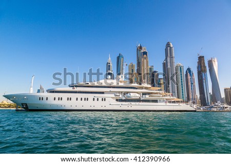 Dubai Marina in a summer day, United Arab Emirates Royalty-Free Stock Photo #412390966