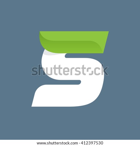 S letter logo with green leaf. Font style, ecology vector design template elements for your application or corporate identity.