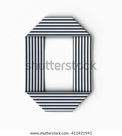 Origami paper font letter O. 3d rendering isolated on white background