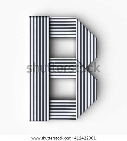 Origami paper font letter B. 3d rendering isolated on white background