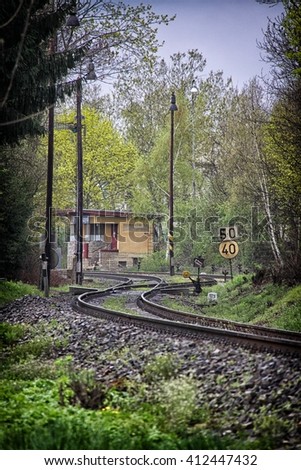 Entryway to the small railroad station in the border of Prague