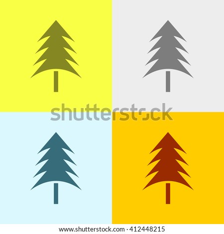 Christmas Tree Icon on Four Different Backgrounds. Eps-10.