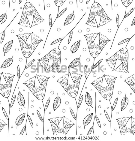 Vector seamless pattern of flowers.