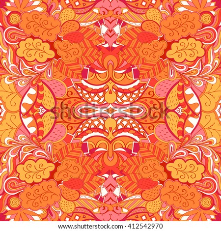 Tracery colorful pattern. Mehendi carpet design. 