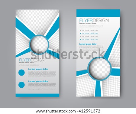 Vector flyer and leaflet design. Set of two side brochure templates. Blue color.