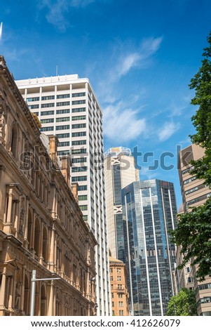 Buildings and skyline of Sydney, New South Wales.