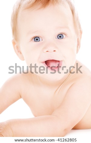 bright picture of baby boy over white