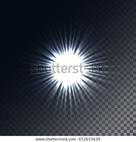 Glowing lights effects isolated on transparent background. Special effects with transparency. Glowing lights, lens flares, rays, stars, sparkles and bokeh collection. Vector illustration