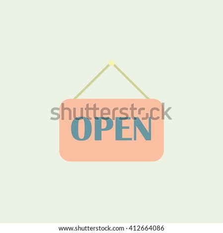 Vector open door sign. Flat design illustration