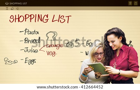 Shopping List Notes Groceries Refrigerated Concept