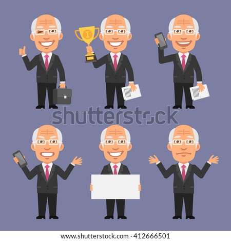 Old Businessman Holding Various Objects Part 1