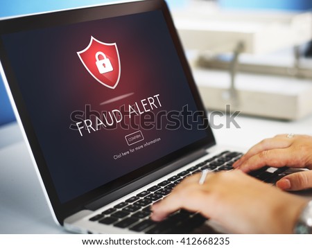 Fraud Alert Caution Defend Guard Notify Protect Concept Royalty-Free Stock Photo #412668235