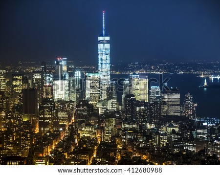 New York skyline in the night