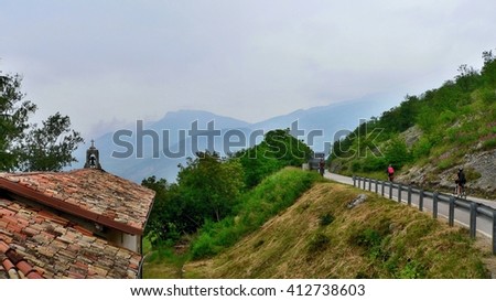 Italian Alps-view of the cyclist in Castione