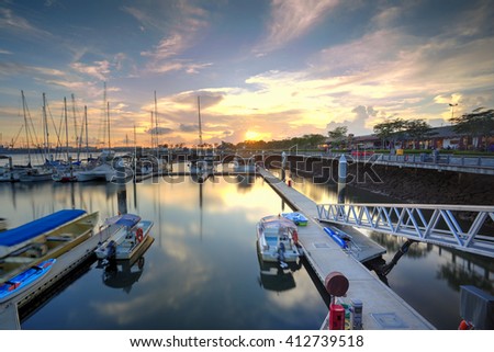  A Long Exposure picture of row of luxury sailboats reflected in water, yacht port on the bay, water transport, ocean transportation, beautiful vessel in the harbor,