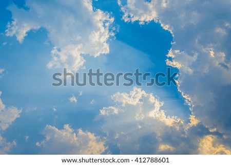 image of sun beam and blue sky on day time for background usage.