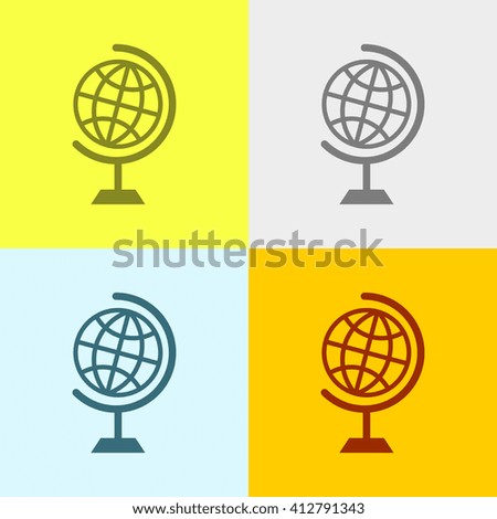 Globe Icon on Four Different Backgrounds. Eps-10.