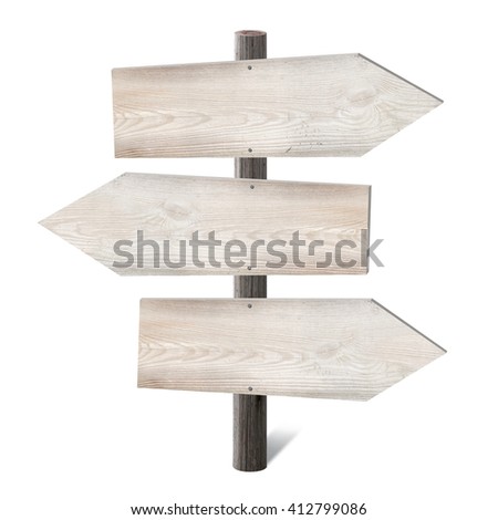 Wooden signpost with arrows.