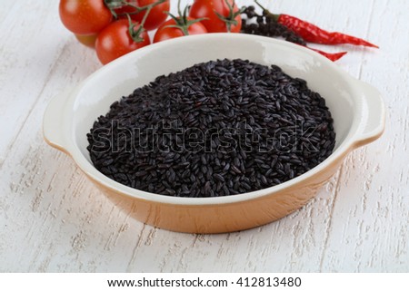 Raw black wild rice in the bowl