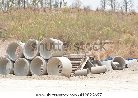 Concrete drainage pipes  for industrial building construction. 
