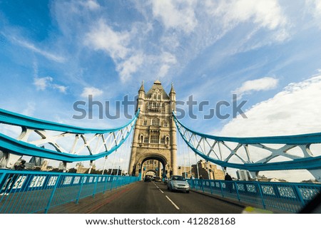 The famous tourist destination place the old Tower Bridge in perspective, London, England