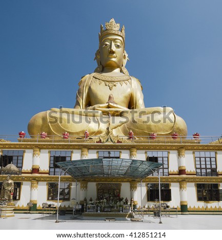 Rakhine Buddha statue at the Mahar Kyain Thit Sar Shin Pagoda, North Okkalarpa, Yangon, Myanmar 