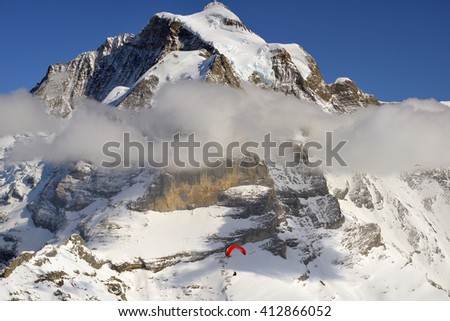 Switzerland Landscape, Mountain Peaks in Jungfrau Region