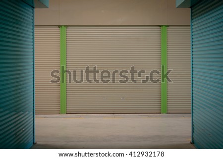 Metal window shutter closed
