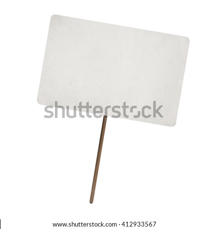 blank paper sheet on wooden stick with copy space. Isolated