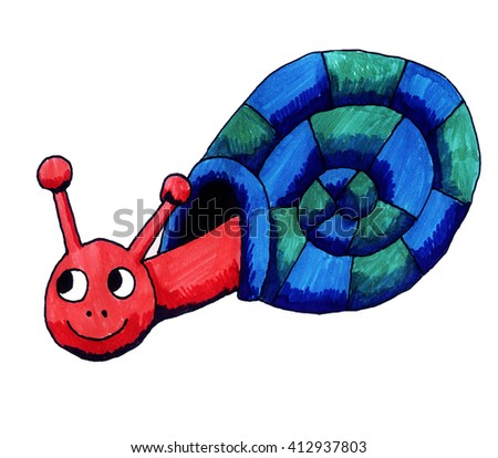 Handmade illustration of a snail