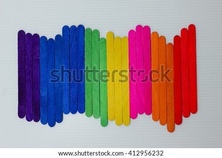 Rainbow ice cream sticks , colorful wood ice-cream stick background